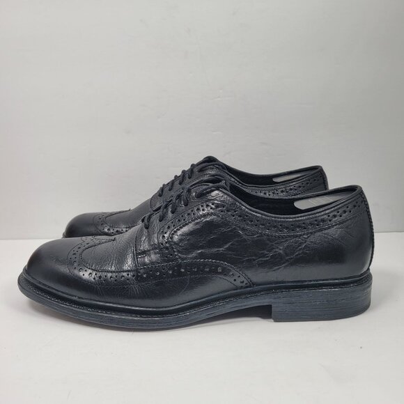 Aston Grey Men's Black Leather Wingtip Oxford Dress Shoes Size 10.5 - Picture 2 of 8